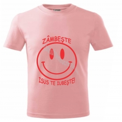 Tricou copii roz - Zambeste, Isus te iubeste!